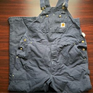 Vintage Carhartt Bib Overalls Made In USA Quilt Blue Size 46x32